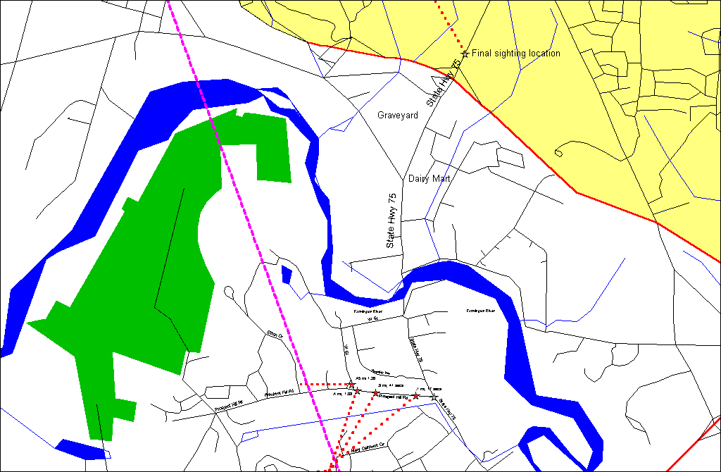 Map 3 - Street Map Of All Sighting Locations